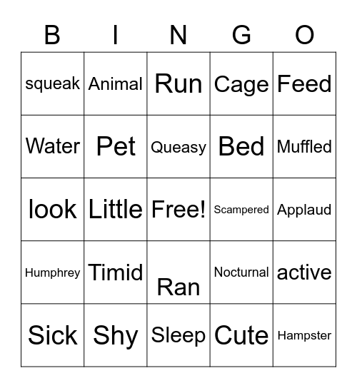 Humphrey Bingo Card