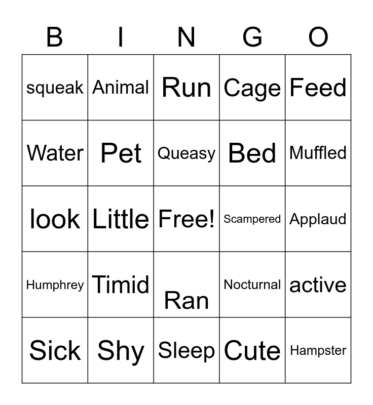 Humphrey bingo! Bingo Card