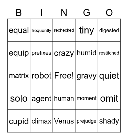 BINGO OPEN SYLLABLE SPELLOGRAPHY 12 Bingo Card