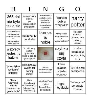 polski booktube Bingo Card