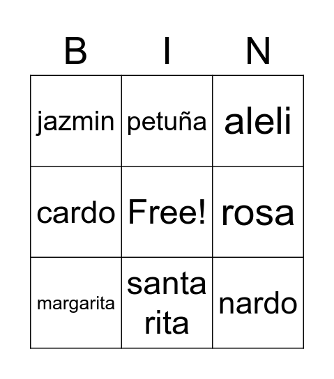 FLores Bingo Card