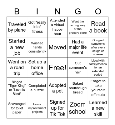 Quarantine Bingo! Bingo Card
