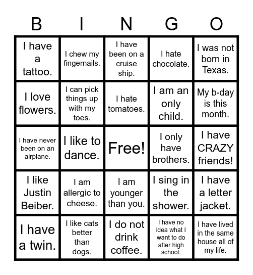 WHO ARE YOU??? Bingo Card