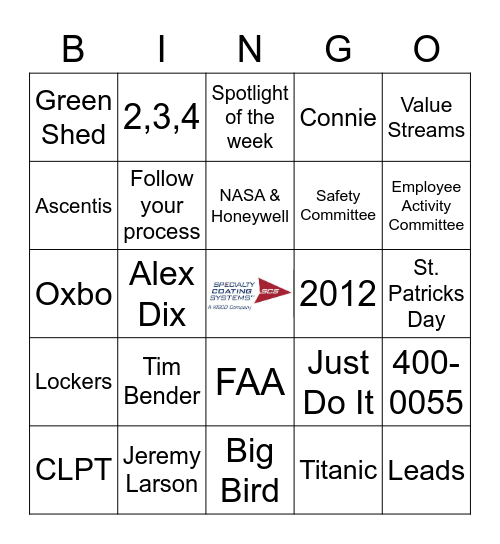 SCS Bingo Card