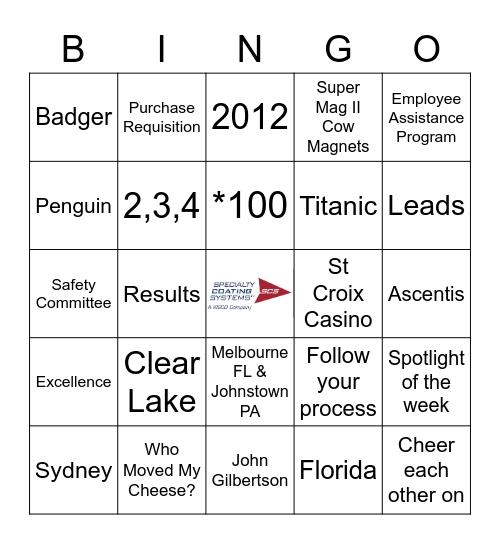 SCS Bingo Card
