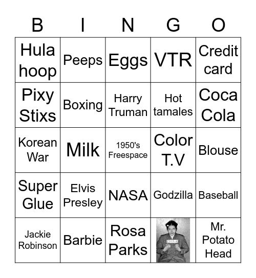 1950's Bingo Card