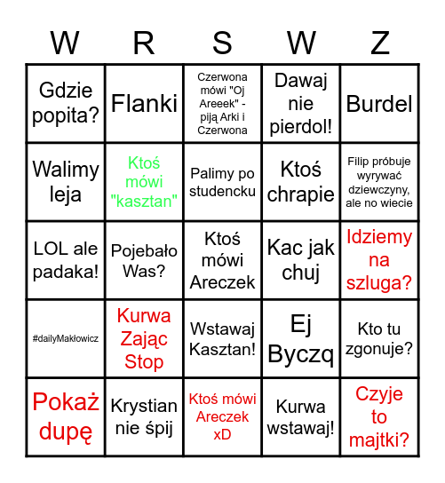 Majówkowe Bingo Card