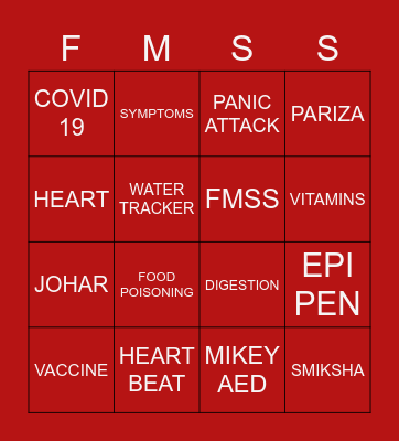 FIRST AID BINGO Card