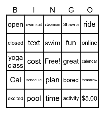 Lesson 2 A Great Plan Bingo Card