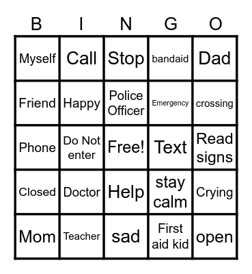 Lesson 7 Staying Safe and Having Fun! Bingo Card