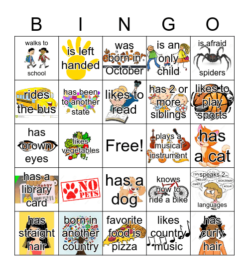 Get to know you bingo Card