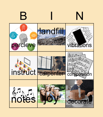 Vocabulary Bingo Card