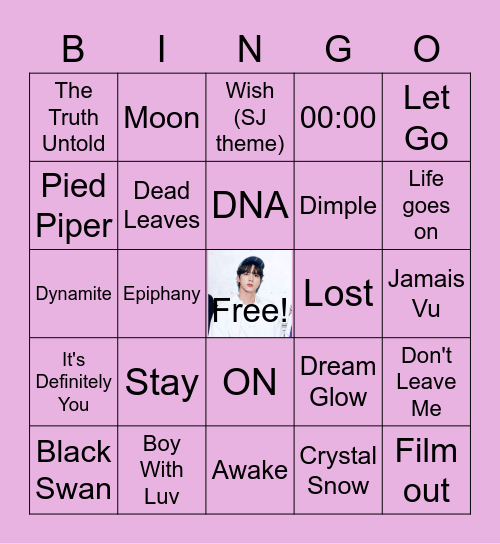 Pink Super Moon Bingo Card