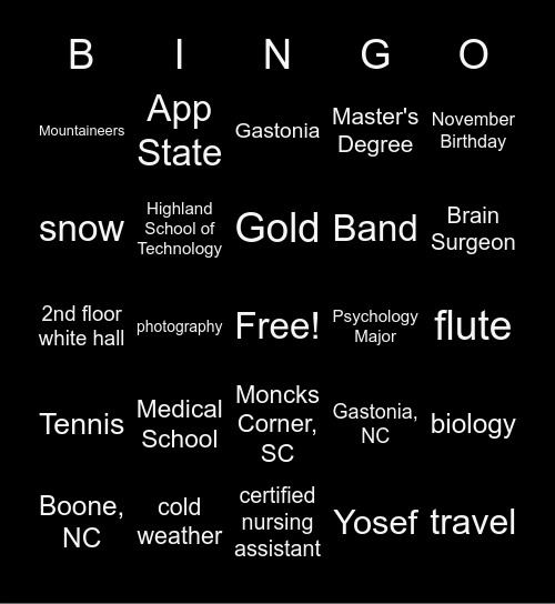 2021 Genesis Dingle's Graduation Bingo Card