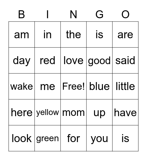 Sight Word Bingo (3) Bingo Card