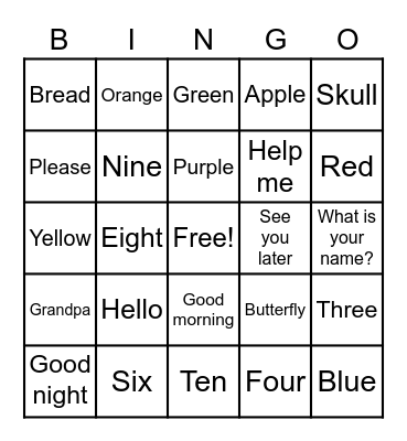 Spanish Review Bingo Card