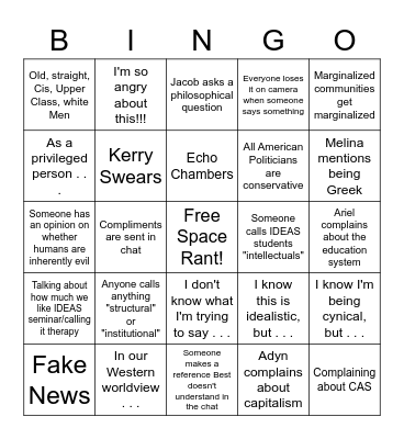 IDEAS Juniors Bingo Card