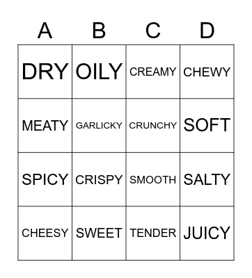 World Food Festival Bingo Card