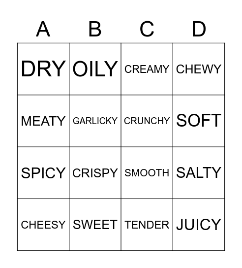 World Food Festival Bingo Card