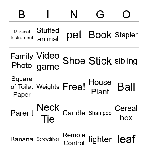 Activity Day's Bingo Card