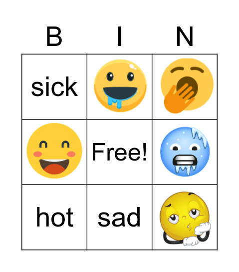 Feelings Bingo Card