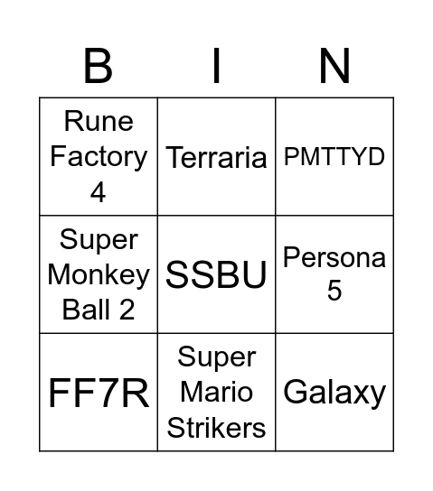 Untitled Bingo Card
