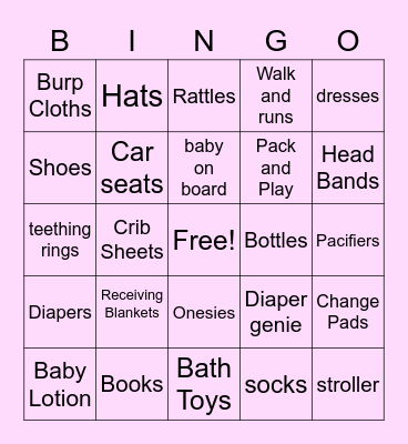 Baby Shower Bingo! Bingo Card
