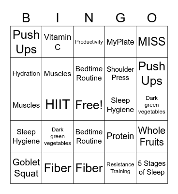 April InSHAPE Celebration Bingo Card