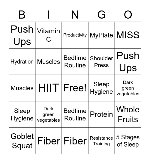 April InSHAPE Celebration Bingo Card