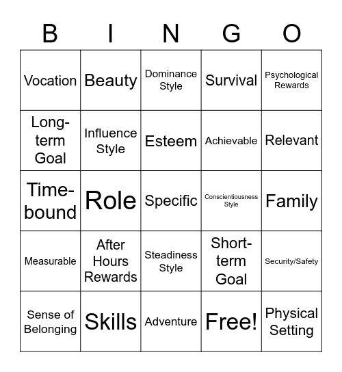 Building Futures Bingo Card