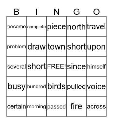 Sight words 400's Bingo Card