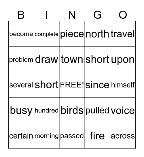 Sight words 400's Bingo Card