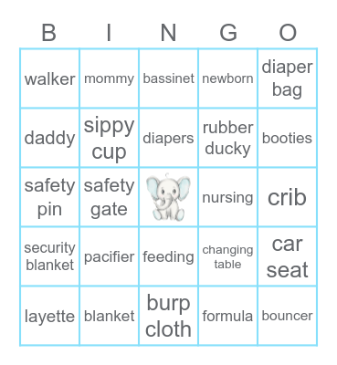 Baby Shower Bingo Card