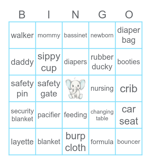 Baby Shower Bingo Card