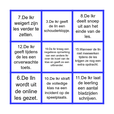 pedagogisch handelen Bingo Card