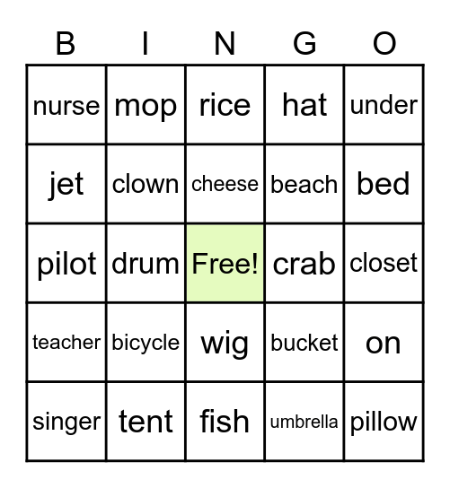 Earth Vocabulary Bingo Card