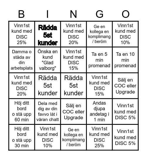 Own the day Bingo Card