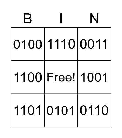 Binary Bingo Card