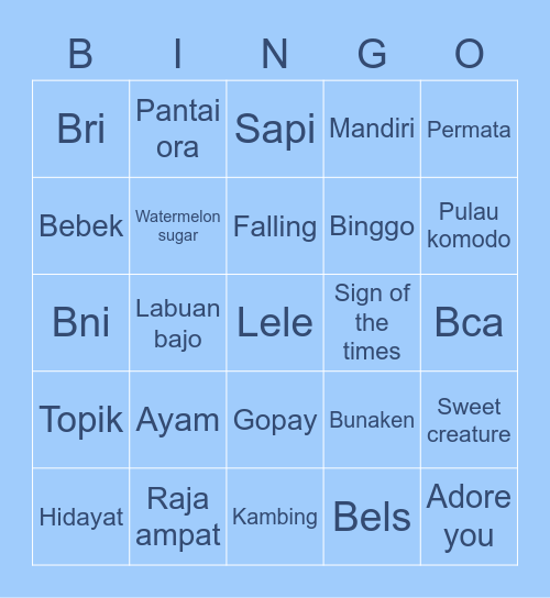 lulu Bingo Card