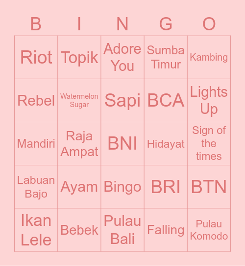 MYEMI’s Bingo Card