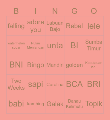 Kiyong Bingo Card