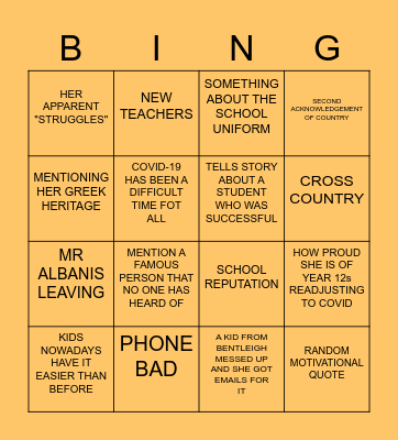 MRS HIOTIS SPEECH BINGO Card