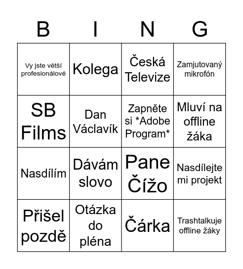 Hroch Bingo Card