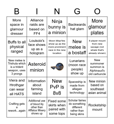 Pusha's Endwalker Bingo! Bingo Card