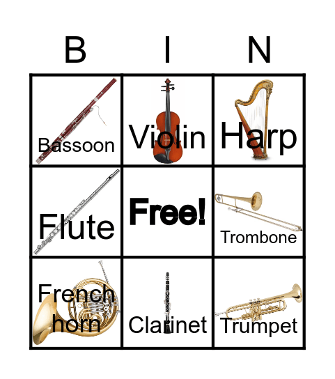 Zin! Zin! Zin! The Violin Bingo Card