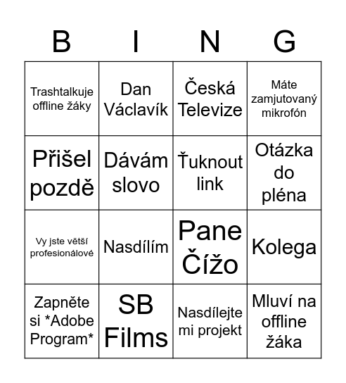 Hroch Bingo Card