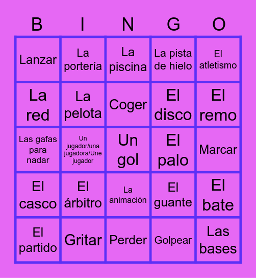 Los deportes Bingo Card