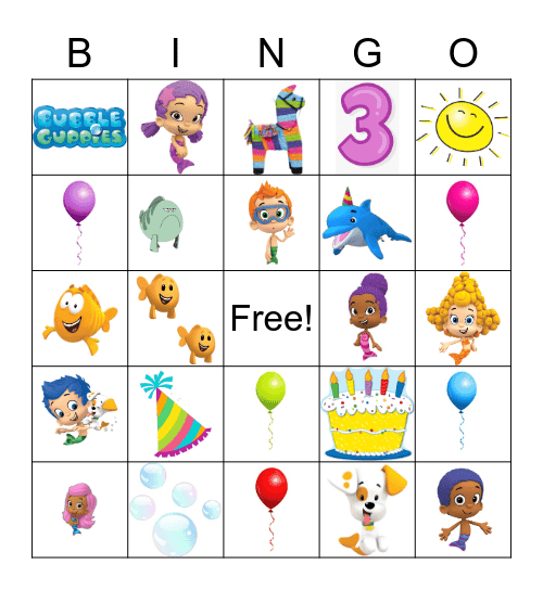 Bubble Guppies Bingo Card
