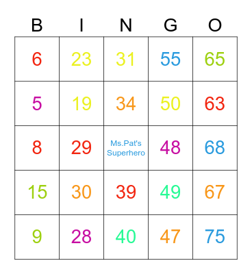 Bingo For Superheros Bingo Card