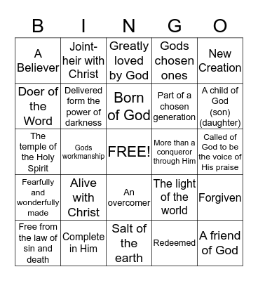 I am Bingo Card